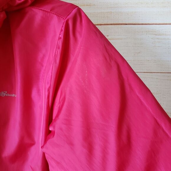 Eddie Bauer Kid's Reversible Quilted Puffer Jacket Hood Winter Snow Medium Pink - Picture 11 of 11